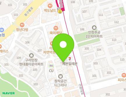 경기도 구리시 건원대로99번길 39-1 (인창동, 대성빌라) 지도