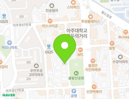경기도 수원시 팔달구 아주로27번길 10-15 (우만동, 뉴욕빌라) 지도