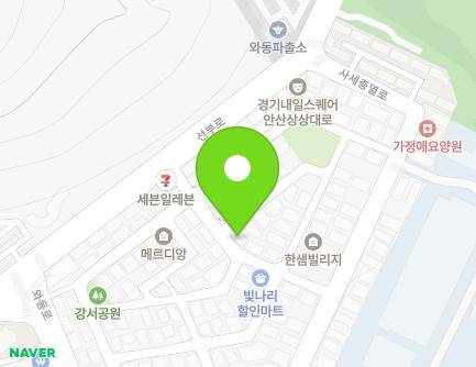 경기도 안산시 단원구 사세충열로3길 10 (와동, 평안교회) 지도