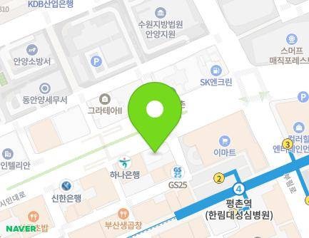 경기도 안양시 동안구 시민대로 290 (관양동, 기업은행) 지도