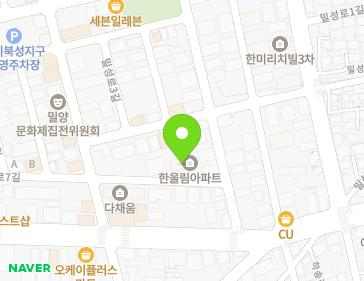 경상남도 밀양시 백민로7길 23 (내이동, 한울림아파트) 지도