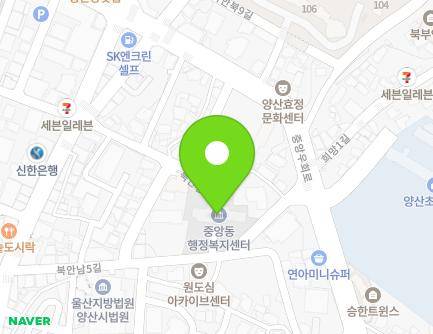 경상남도 양산시 북안남5길 21 (북부동, 중앙동주민센터) 지도