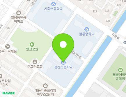 경상남도 창원시 의창구 사화로104번길 17 (팔용동, 평산초등학교) 지도
