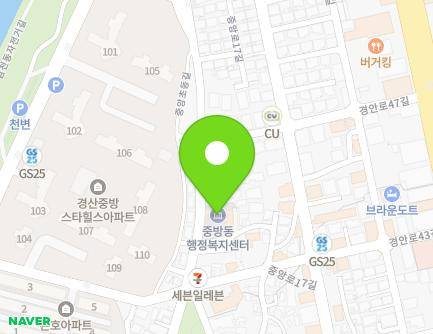 경상북도 경산시 중앙초등길 62 (중방동, 중방동행정복지센터) 지도