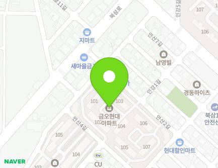 경상북도 칠곡군 북삼읍 안산2길 37-9 (금오현대아파트) 지도