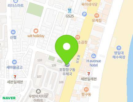 경상북도 포항시 북구 삼호로 187 (항구동, 포항항구동우체국) 지도