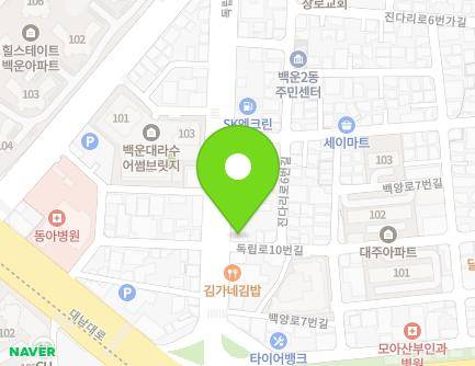 광주광역시 남구 독립로 12 (백운동, 코사마트) 지도