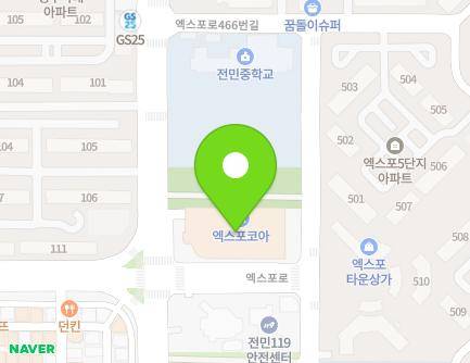 대전광역시 유성구 엑스포로 488 (전민동, 엑스포코아) 지도