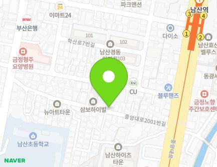 부산광역시 금정구 중앙대로2001번길 24 (남산동, 화이트타운) 지도