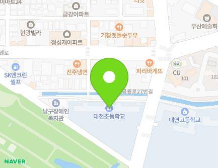 부산광역시 남구 조각공원로 19 (대연동, 대천초등학교) 지도