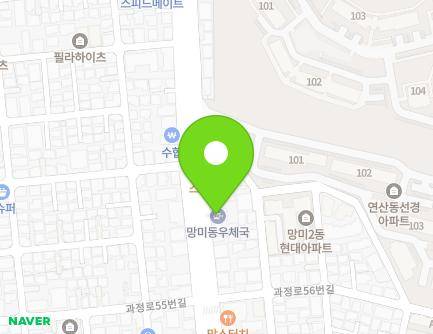 부산광역시 수영구 과정로 64 (망미동, 부산망미동우체국) 지도