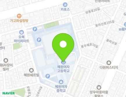 서울특별시 중랑구 봉우재로58길 39 (망우동, 혜원여자중고등학교) 지도