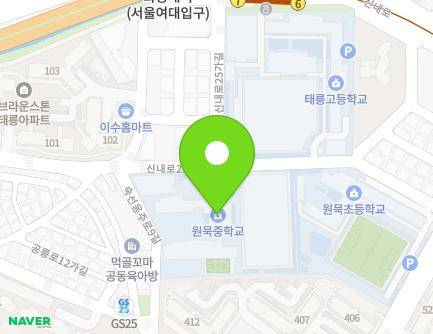 서울특별시 중랑구 신내로23길 57 (묵동, 원묵중학교) 지도