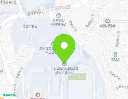 서울특별시 성북구 정릉로 161 (정릉동, 고려대학교사범대학부속고등학교체육관) 지도