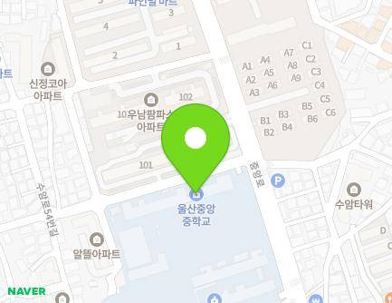 울산광역시 남구 중앙로63번길 5 (신정동, 울산중앙중학교) 지도