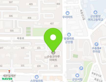 전북특별자치도 군산시 축동로 83 (나운동, 수송코아루아파트) 지도