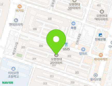 전북특별자치도 익산시 배산로14길 9 (모현동1가, 현대아파트) 지도