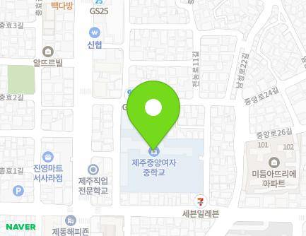 제주특별자치도 제주시 서사로11길 8 (삼도이동, 제주중앙여자중학교) 지도