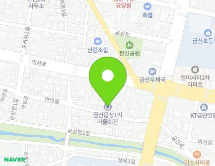 충청남도 금산군 금산읍 아인길 53 (금산읍 상1리 마을회관) 지도