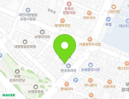충청남도 보령시 번영로 38 (대천동, 한국프라자) 지도