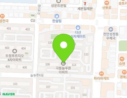 충청남도 천안시 서북구 늘푸른6길 41 (두정동, 극동늘푸른아파트) 지도