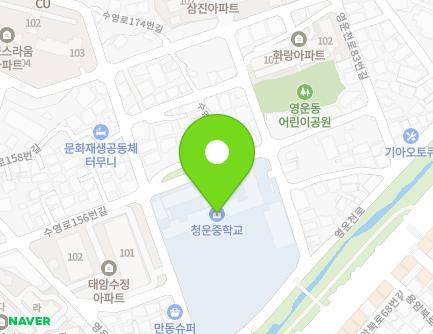 충청북도 청주시 상당구 영운천로 69 (영운동, 청운중학교) 지도