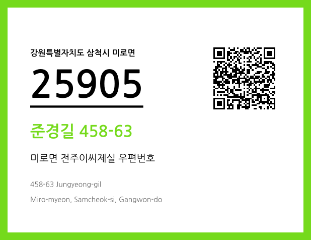 우편주소 및 도로명주소 QR코드 이미지 CC BY 4.0