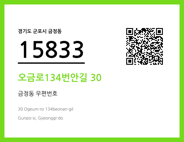 우편주소 및 도로명주소 QR코드 이미지 CC BY 4.0