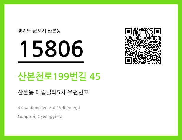 우편주소 및 도로명주소 QR코드 이미지 CC BY 4.0