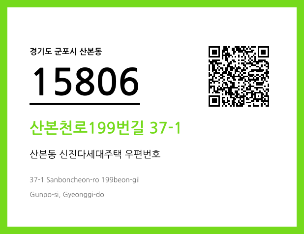 우편주소 및 도로명주소 QR코드 이미지 CC BY 4.0