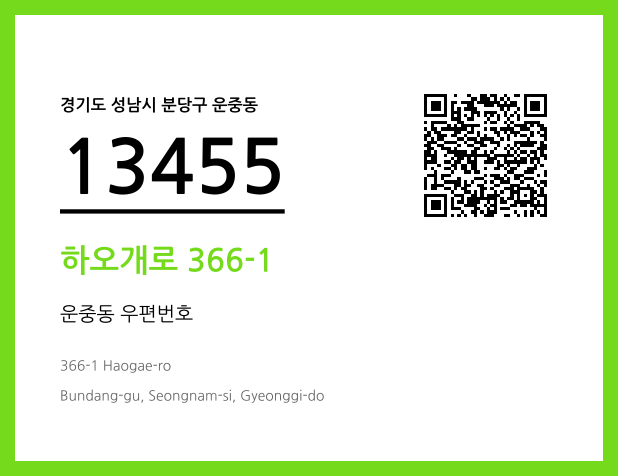 우편주소 및 도로명주소 QR코드 이미지 CC BY 4.0