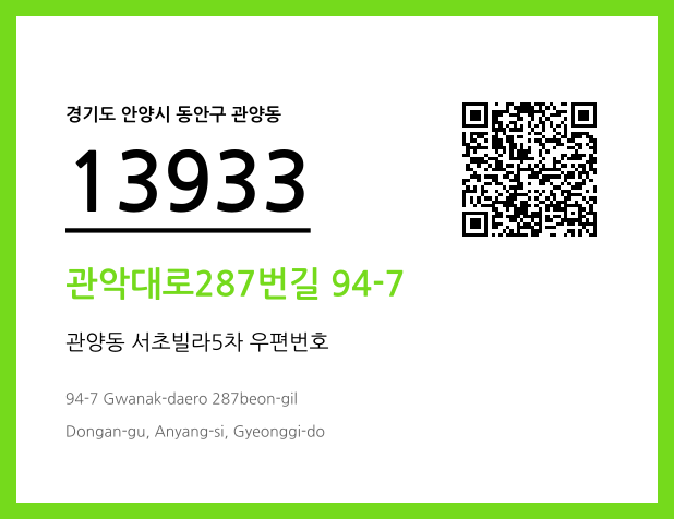 우편주소 및 도로명주소 QR코드 이미지 CC BY 4.0