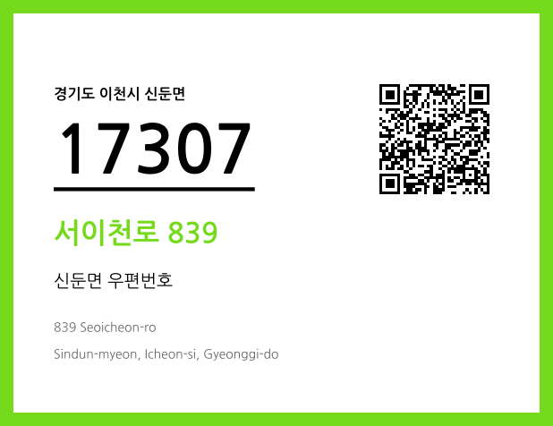 우편주소 및 도로명주소 QR코드 이미지 CC BY 4.0