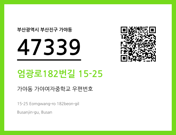 우편주소 및 도로명주소 QR코드 이미지 CC BY 4.0