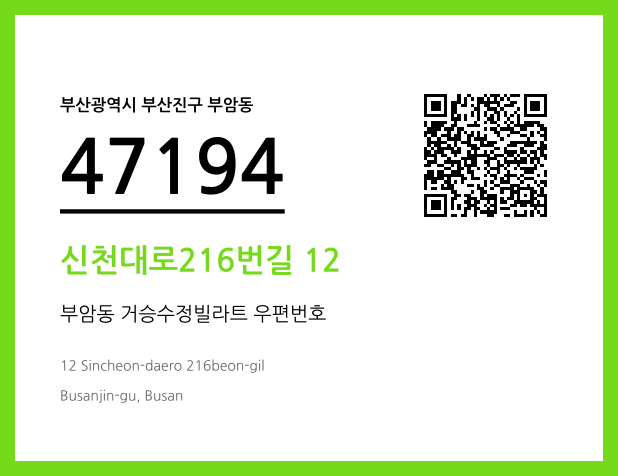 CC BY 4.0 우편주소 및 도로명주소 QR코드 이미지 CC BY 4.0