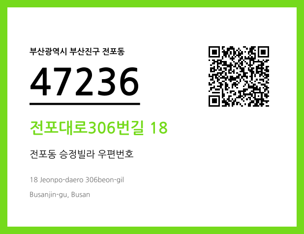 우편주소 및 도로명주소 QR코드 이미지 CC BY 4.0