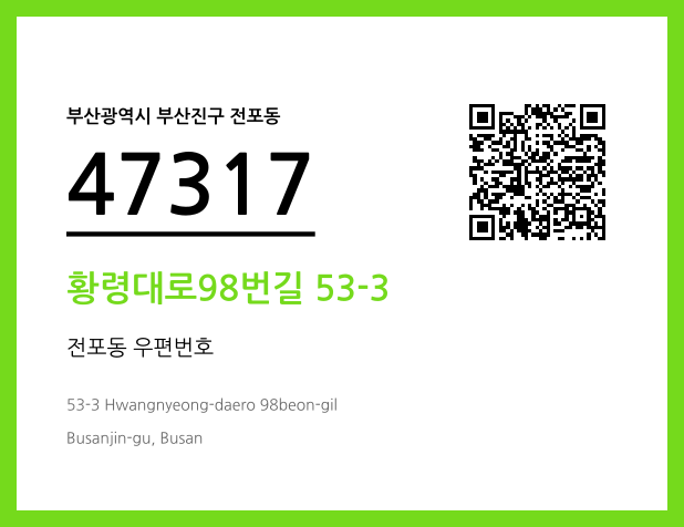 우편주소 및 도로명주소 QR코드 이미지 CC BY 4.0