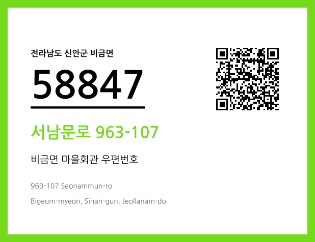 우편주소 및 도로명주소 QR코드 이미지 CC BY 4.0