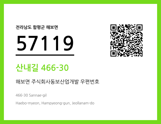 우편주소 및 도로명주소 QR코드 이미지 CC BY 4.0
