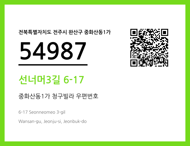 우편주소 및 도로명주소 QR코드 이미지 CC BY 4.0