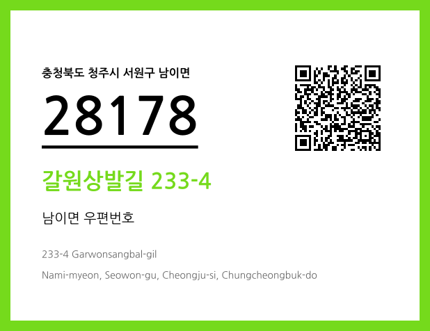 우편주소 및 도로명주소 QR코드 이미지 CC BY 4.0